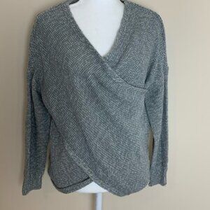 Quinn Gray Faux Wrap Sweater Medium